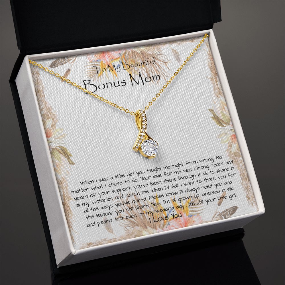 Bonus Mom Necklace, To My Beautiful Bonus Mom On My Wedding Day Necklace, Gift For Stepmother Of The Groom Gift Mother's Day Alluring Beautiful Necklace