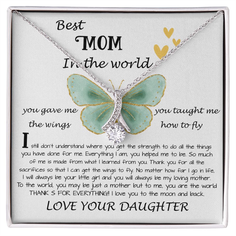 Mom Necklace Gift - Daughter Gift To Best Mom, You Gave Me The Wings To Fly Mom Necklace Mother's Day Alluring Beautiful Necklace