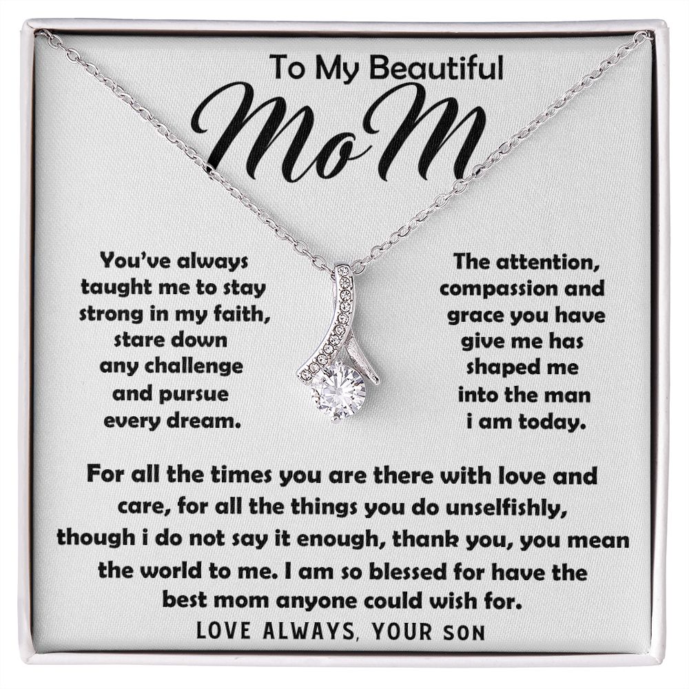 To My Beautiful Mom Necklace The Best Mom Anyone Could Wish For, Mother's Day Gift Necklace Mother's Day Alluring Beautiful Necklace