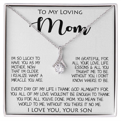 To My Loving Mom Gift for Mother Necklace Sentimental Mothers Day Thoughtful Present From Son Alluring Beautiful Necklace