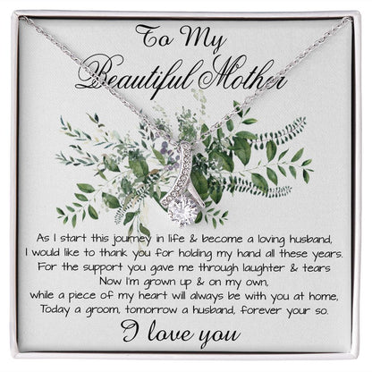 Mom Necklace, Son To My Mother Necklace On Wedding Day Gift For Mom, Mother Of The Groom Gift From Groom, Alluring Beautiful Necklace