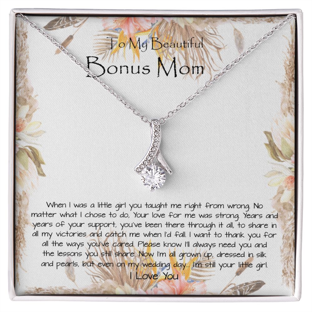 Bonus Mom Necklace, To My Beautiful Bonus Mom On My Wedding Day Necklace, Gift For Stepmother Of The Groom Gift Mother's Day Alluring Beautiful Necklace