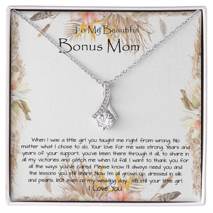 Bonus Mom Necklace, To My Beautiful Bonus Mom On My Wedding Day Necklace, Gift For Stepmother Of The Groom Gift Mother's Day Alluring Beautiful Necklace