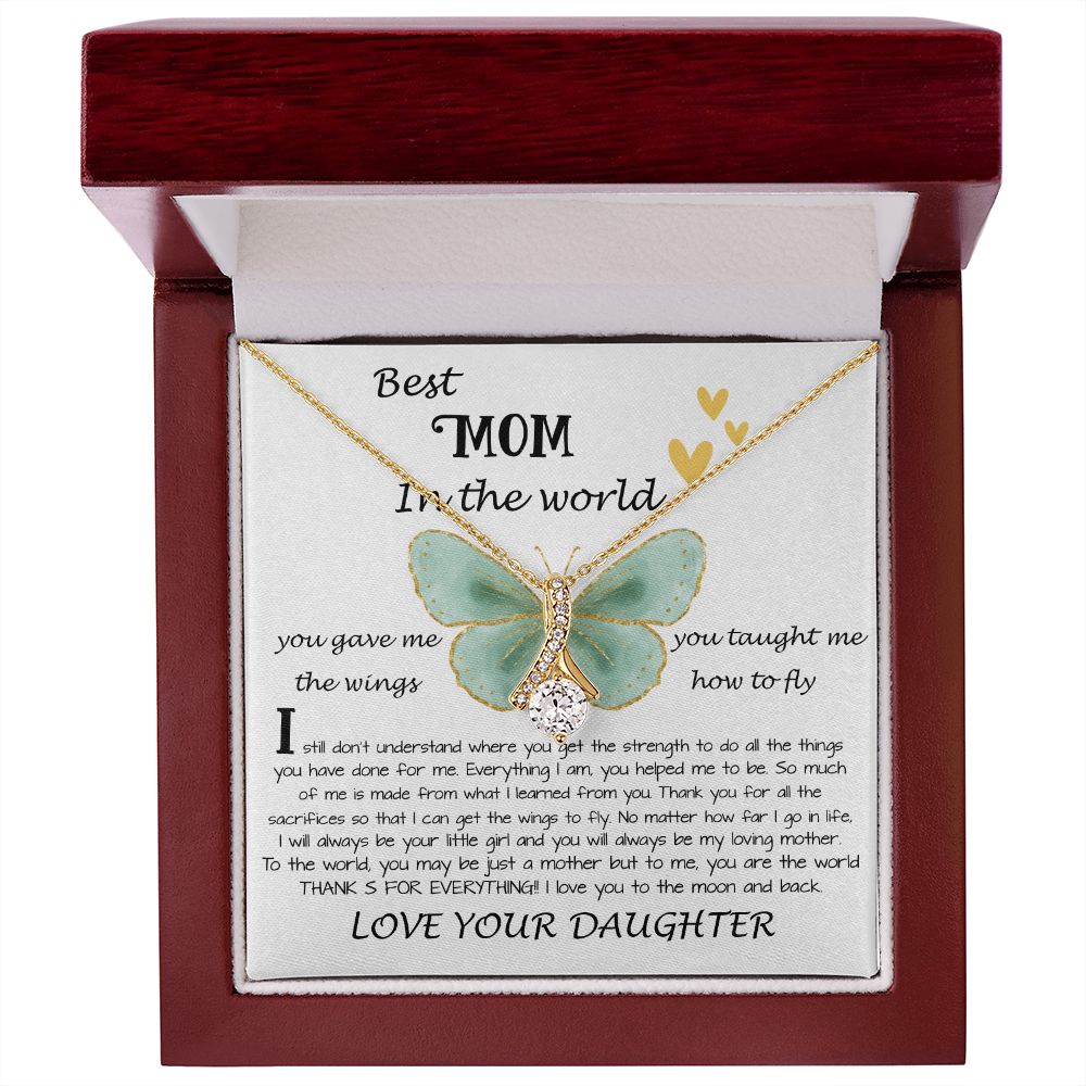 Mom Necklace Gift - Daughter Gift To Best Mom, You Gave Me The Wings To Fly Mom Necklace Mother's Day Alluring Beautiful Necklace