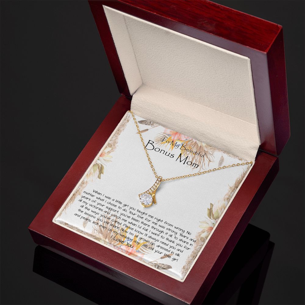 Bonus Mom Necklace, To My Beautiful Bonus Mom On My Wedding Day Necklace, Gift For Stepmother Of The Groom Gift Mother's Day Alluring Beautiful Necklace