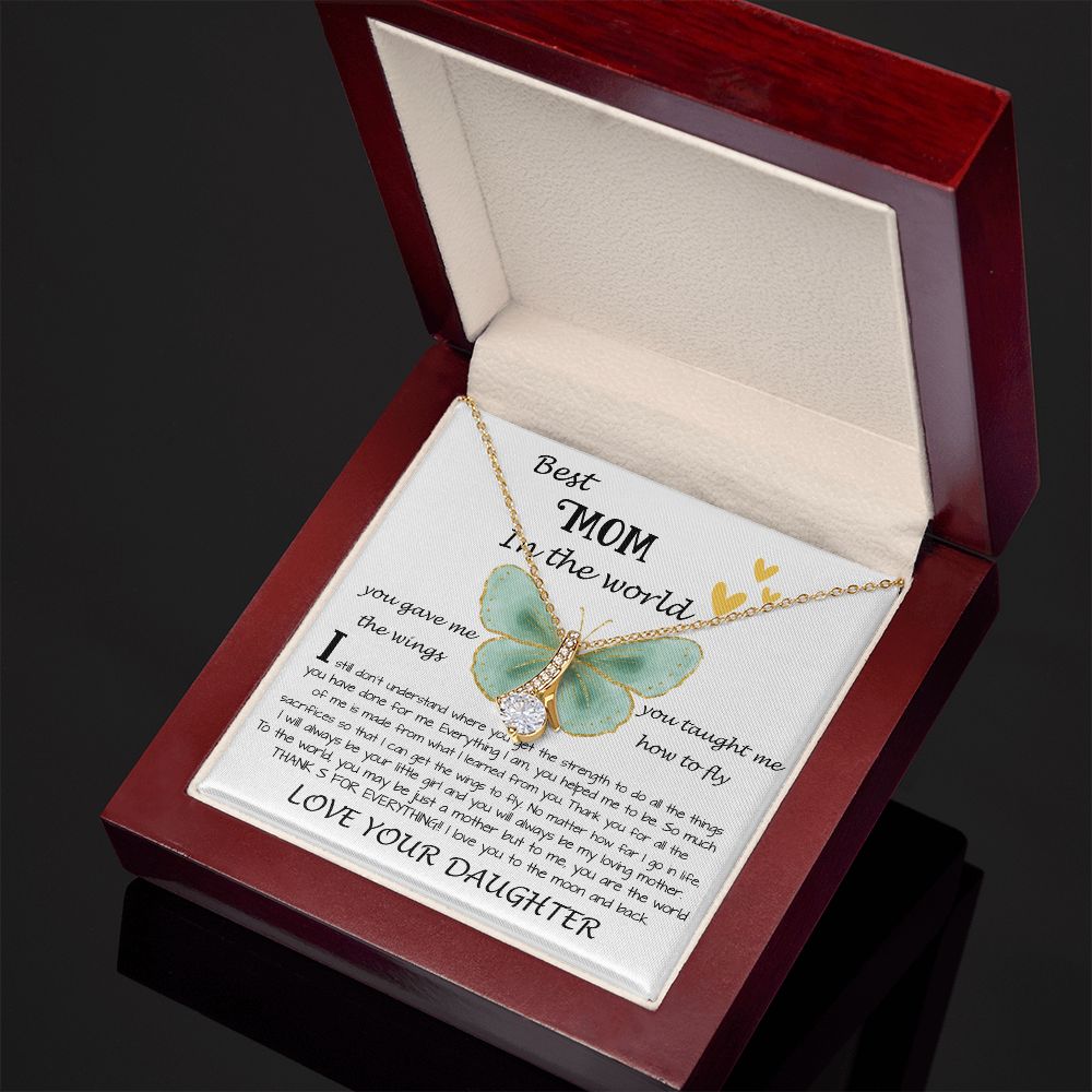 Mom Necklace Gift - Daughter Gift To Best Mom, You Gave Me The Wings To Fly Mom Necklace Mother's Day Alluring Beautiful Necklace