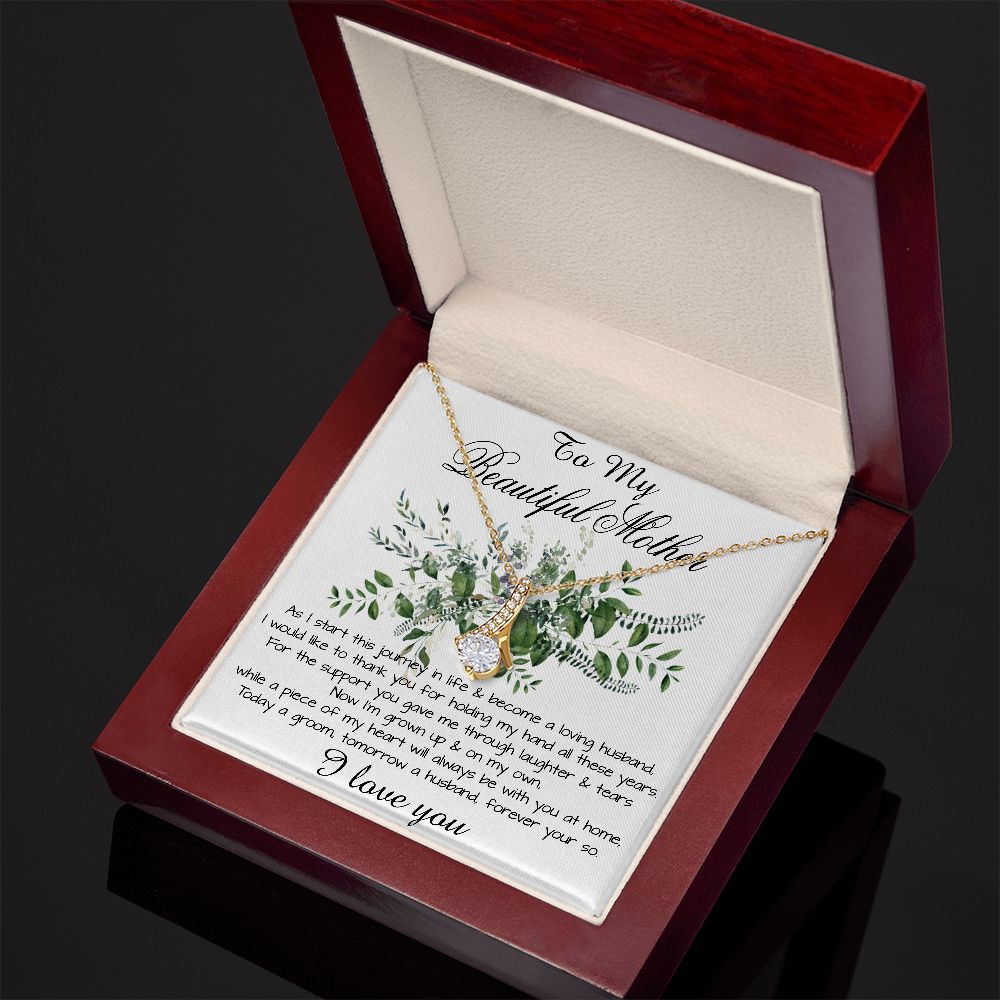 Mom Necklace, Son To My Mother Necklace On Wedding Day Gift For Mom, Mother Of The Groom Gift From Groom, Alluring Beautiful Necklace