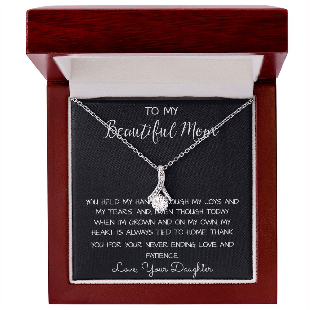 To My Beautiful Mom Necklace, Thank You For Never Ending Love From Daughter, Necklace Gift For Mom Mother's Day Alluring Beautiful Necklace