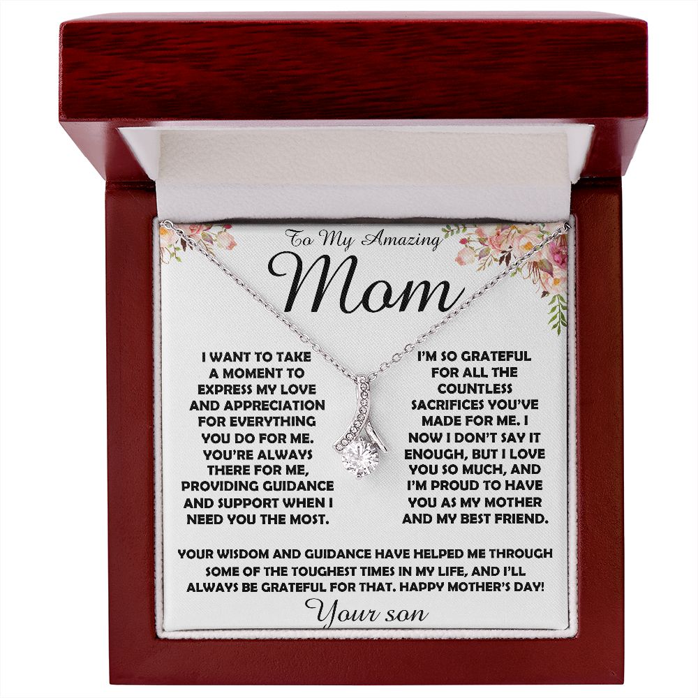 To my Amazing Mom Gift From Son Mother's Day Necklace, Mother's Day Alluring Beautiful Necklace