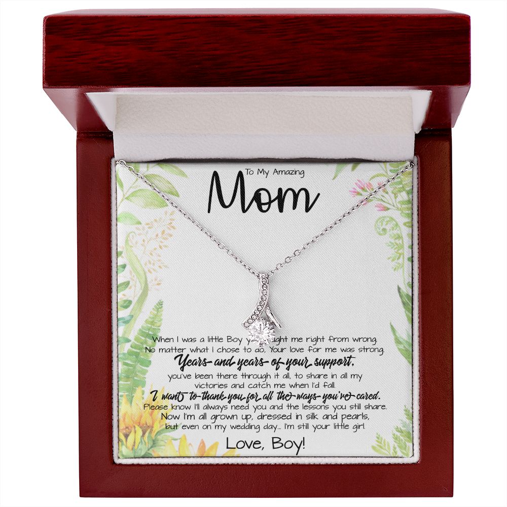 To My Amazing Mom Necklace From Son Little Boy You Taught Me Right Mom Birthday Gift For Her Mother's Day Necklace (1) Mother's Day Alluring Beautiful Necklace