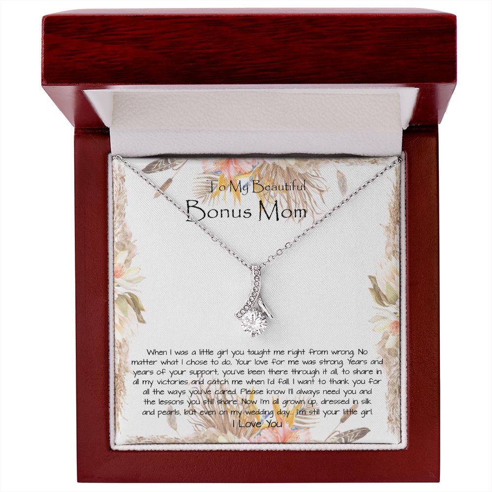 Bonus Mom Necklace, To My Beautiful Bonus Mom On My Wedding Day Necklace, Gift For Stepmother Of The Groom Gift Mother's Day Alluring Beautiful Necklace