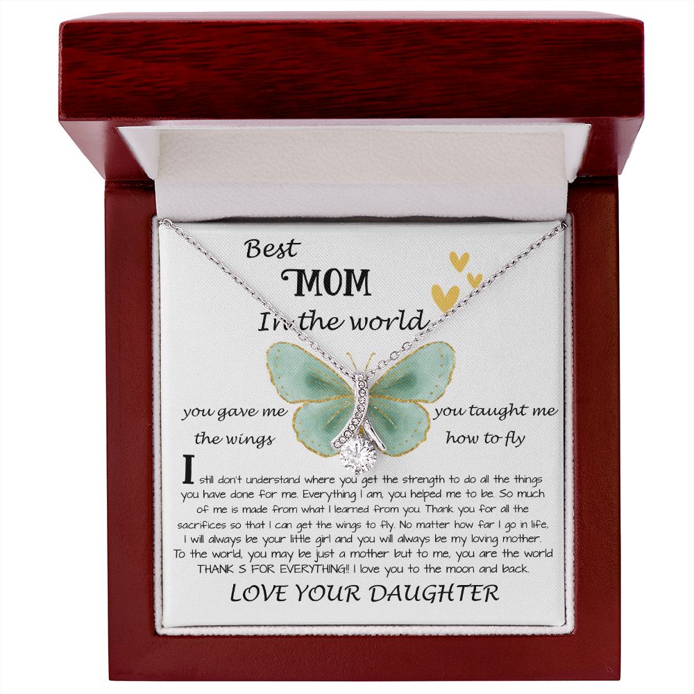 Mom Necklace Gift - Daughter Gift To Best Mom, You Gave Me The Wings To Fly Mom Necklace Mother's Day Alluring Beautiful Necklace