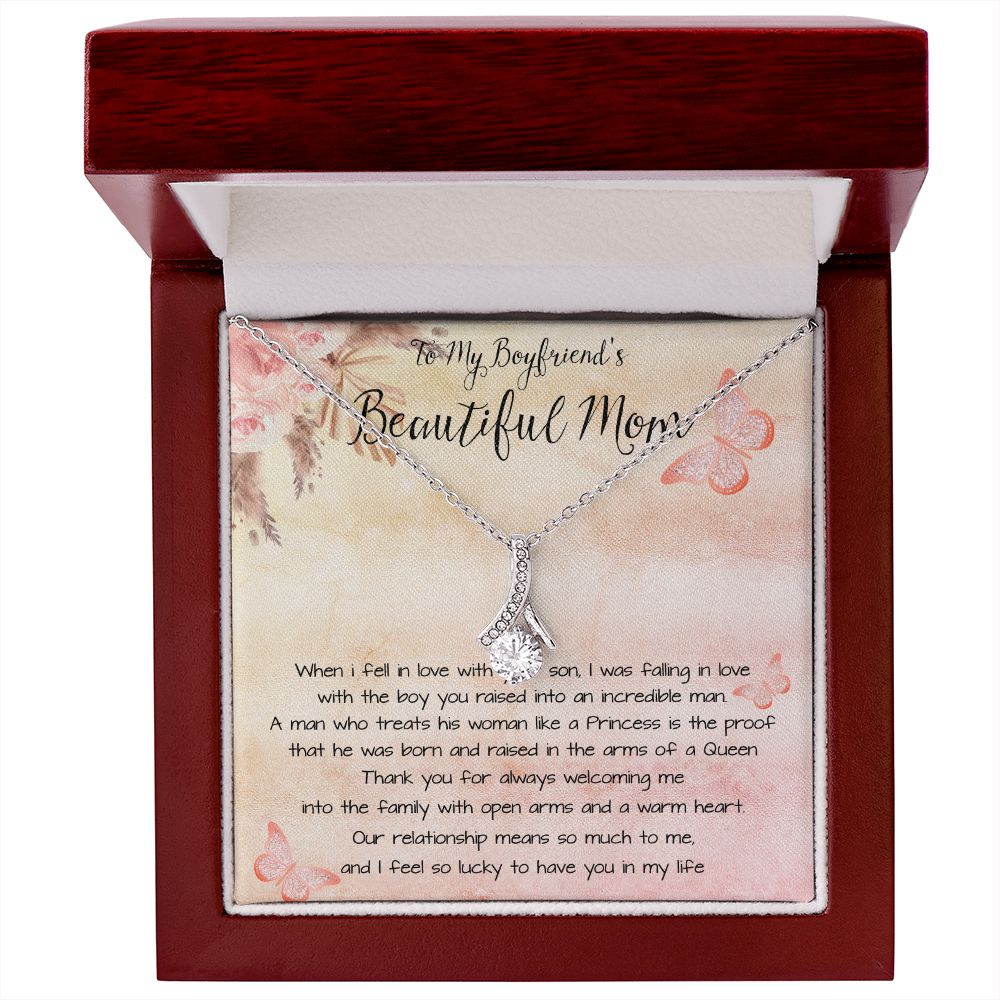 To My Boyfriend's Beautiful Mom Necklace - The Boy You Raised Into An Incredible Man - Necklace Gift For Boyfriend's Mom, Mother's Day Necklace Mother's Day Alluring Beautiful Necklace