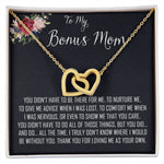 To My Bonus Mom Necklace, Thank You For Everything Mother's Day Gift For Mom Mother's Day Interlocking Hearts Necklace