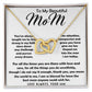 To My Beautiful Mom Necklace The Best Mom Anyone Could Wish For, Mother's Day Gift Necklace Mother's Day Interlocking Hearts Necklace