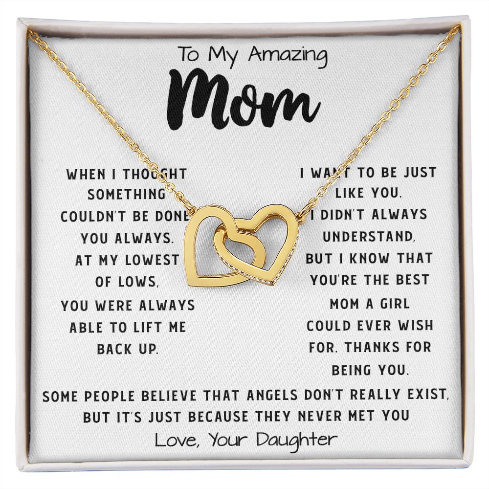 To My Amazing Mom Necklace From Son Little Boy You Taught Me Right Mom Birthday Gift For Her Mother's Day Necklace Mother's Day Interlocking Hearts Necklace