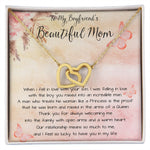 To My Boyfriend's Beautiful Mom Necklace - The Boy You Raised Into An Incredible Man - Necklace Gift For Boyfriend's Mom, Mother's Day Necklace Mother's Day Interlocking Hearts Necklace