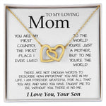 To My Loving Mom Necklace You're The World Necklace Gift For Mom From Son Mother's Day Interlocking Hearts Necklace
