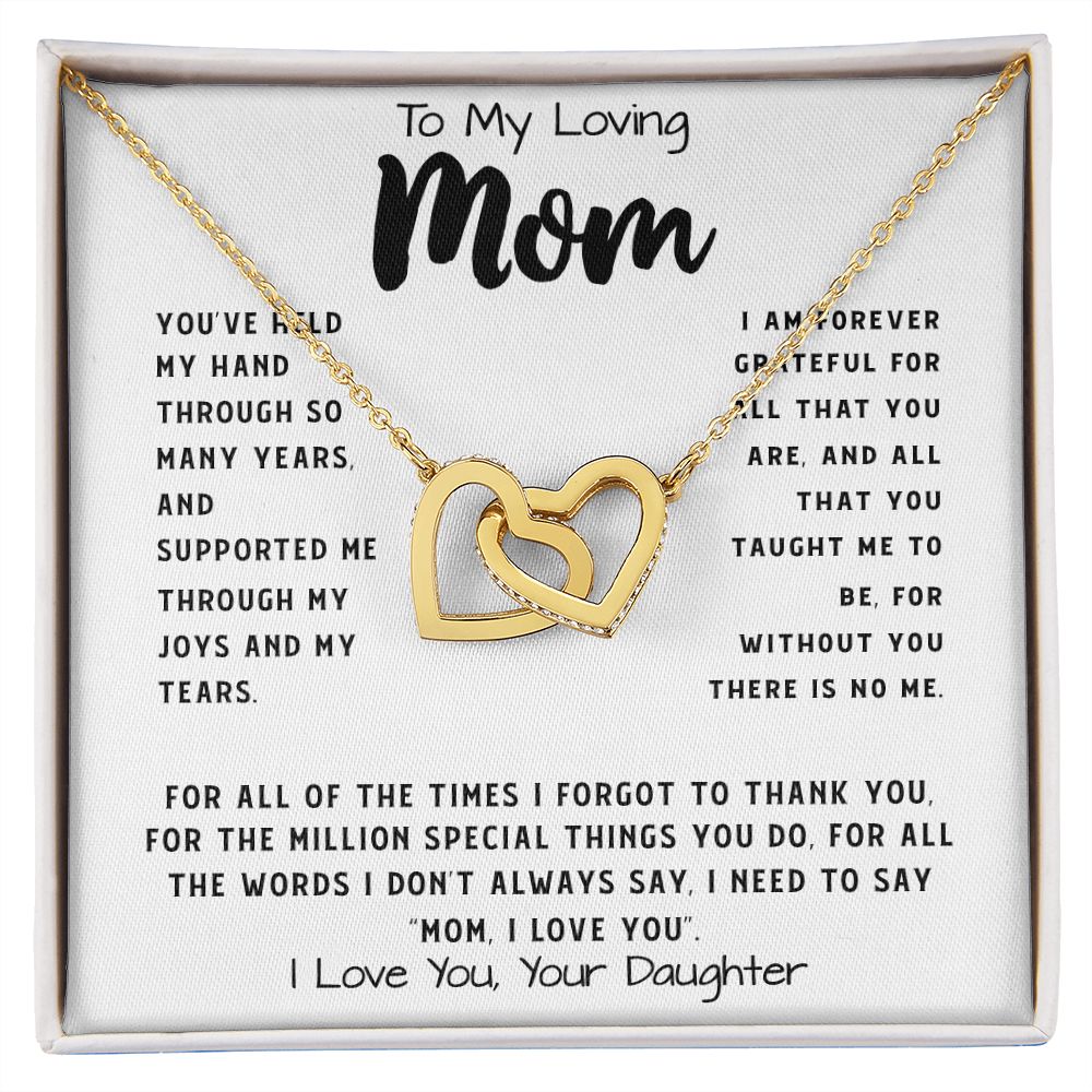 To My Loving Mom Necklace Gift I Need To Say Mom I Love You Gift For Her Mother's Day Necklace Mother's Day Interlocking Hearts Necklace