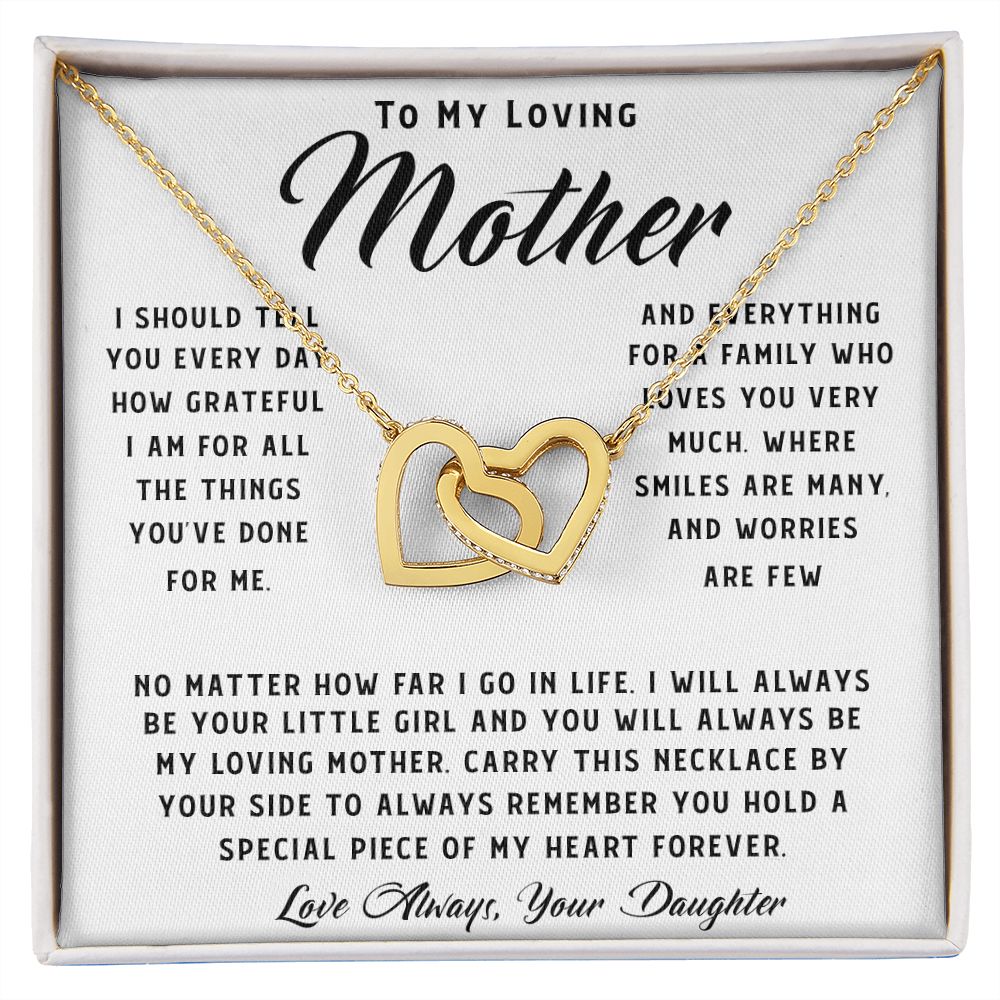 To My Loving Mother Necklace Where Are Smiles Are Many And Worries Are Few Gift For Her Mother's Day Necklace Mother's Day Interlocking Hearts Necklace
