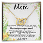 To My Amazing Mom Necklace From Son Little Boy You Taught Me Right Mom Birthday Gift For Her Mother's Day Necklace (1) Mother's Day Interlocking Hearts Necklace