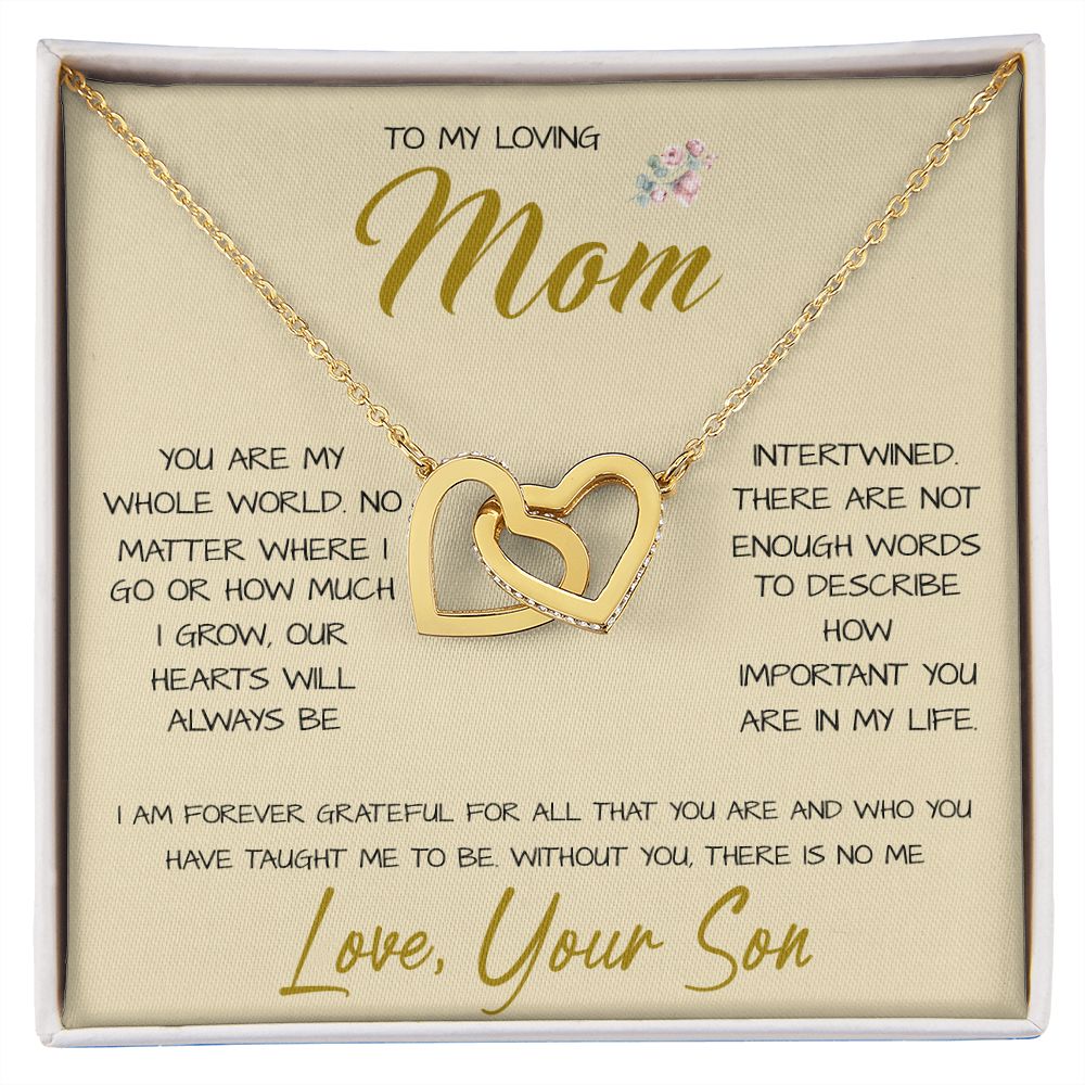 To My Loving Mom Necklace You Are Important To Me Gift For Her Mother's Day Mother's Day Necklace Mother's Day Interlocking Hearts Necklace