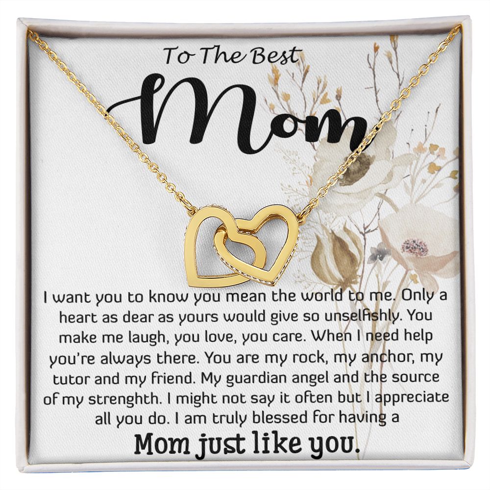 Mom Necklace, Best Mother's Day Gift - To My Mom Best Necklace Mother's Day Interlocking Hearts Necklace