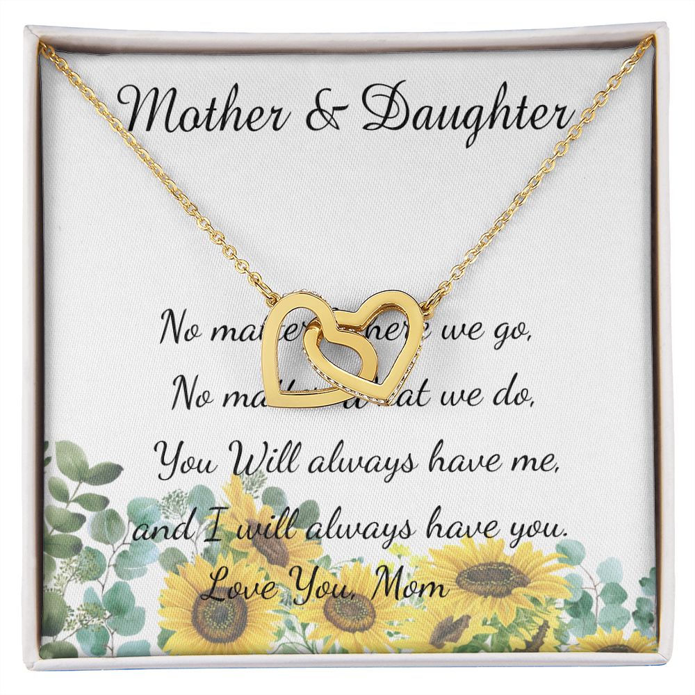 Mother Necklace - No Matter What - I Will Always Love You Mom Necklace Mother's Day Interlocking Hearts Necklace