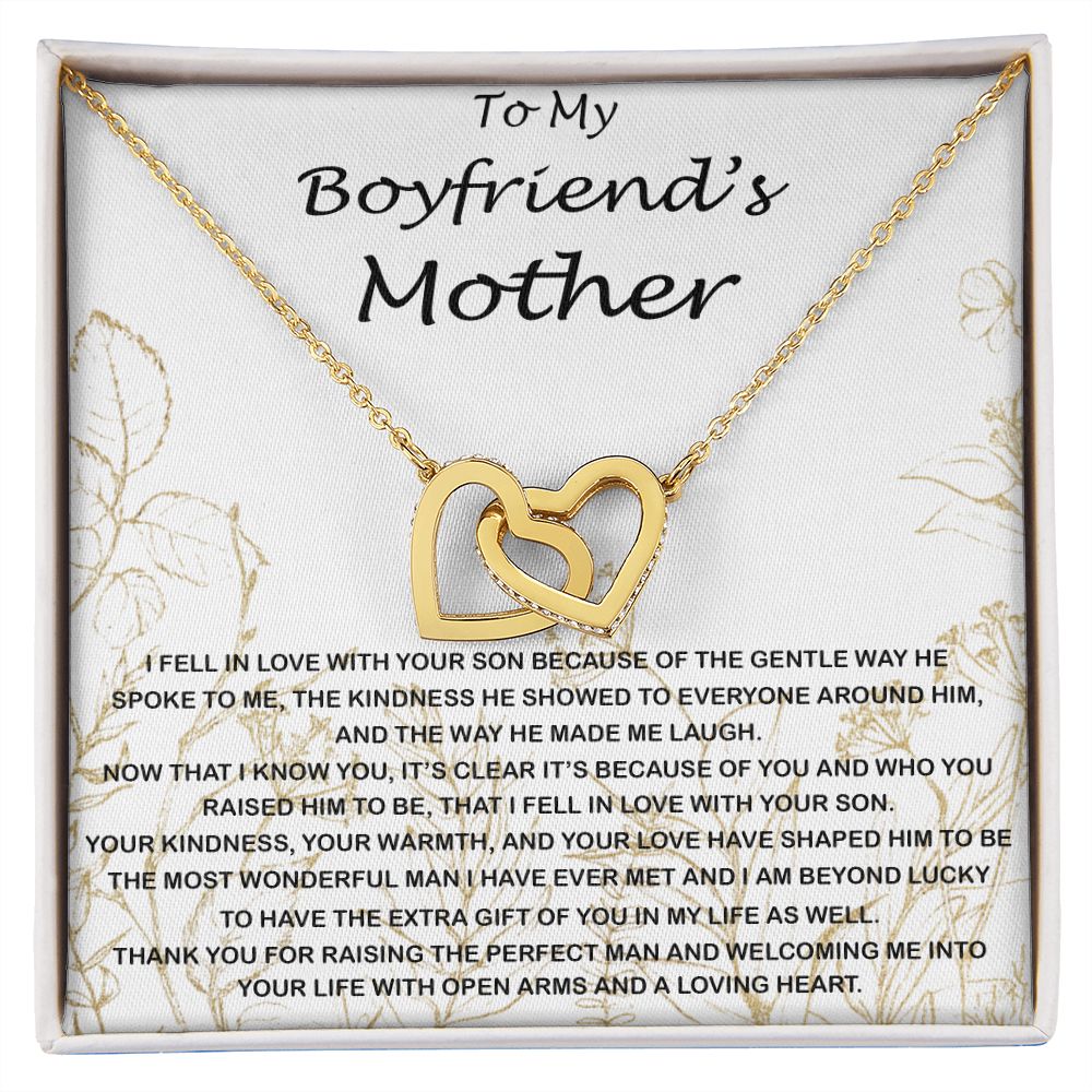 Mom Necklace, Mother-In-Law Necklace, To My Boyfriend's Mom Gift Necklace, Gift For Boyfriend's Mom Birthday Necklace Mother's Day Interlocking Hearts Necklace