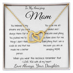 Mom Necklace - Gift for Mom from Daughter, Mother's Day Gift Mother's Day Interlocking Hearts Necklace