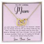 Gift For Mom From Son To My Caring Mum Necklace, Gift For Mother's Day Jewelry Mother's Day Interlocking Hearts Necklace