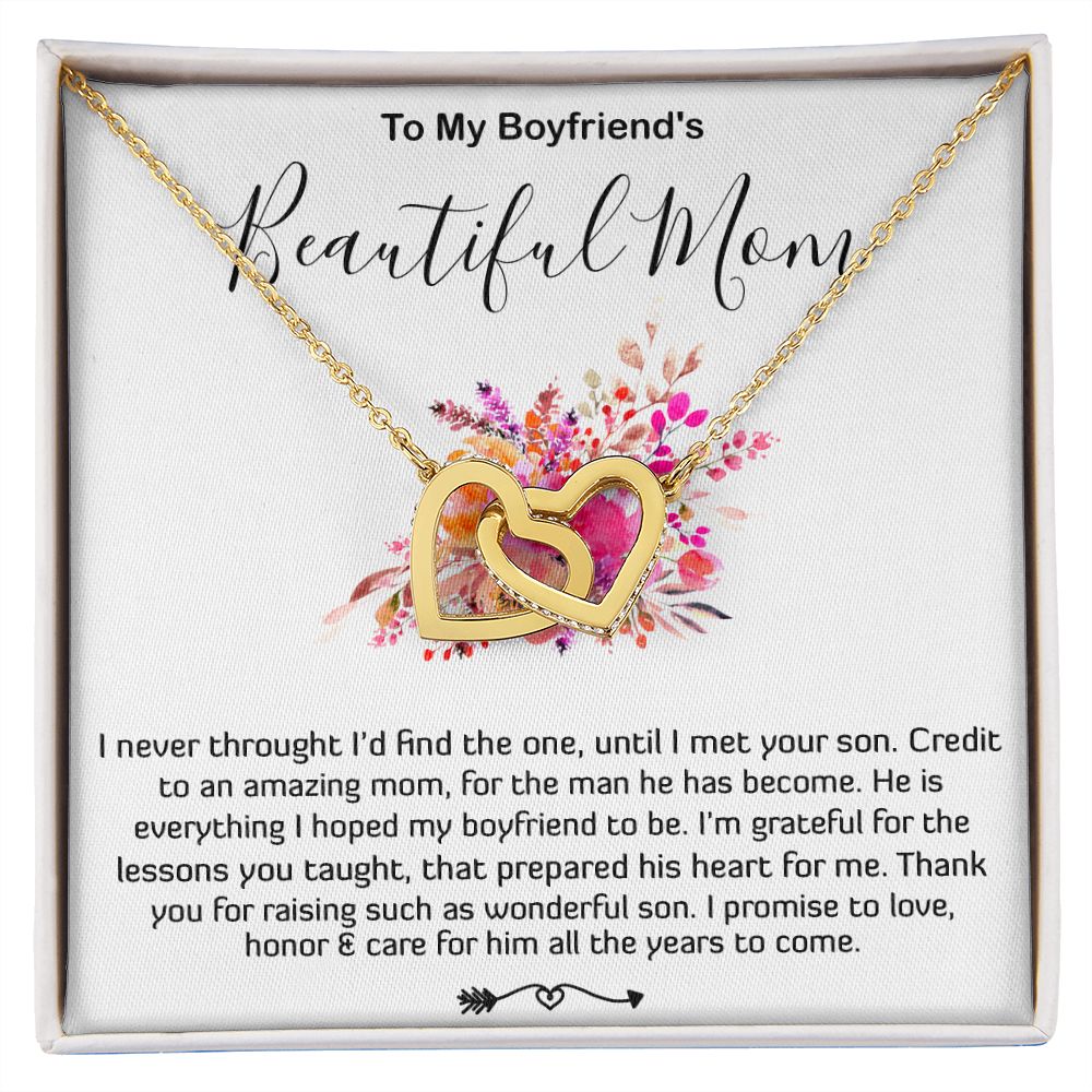 Mother-In-Law Necklace, Necklace Gift For Boyfriend's Mom, To My Boyfriend's Mom Gift, Future Mother-In-Law Mother's Day Interlocking Hearts Necklace
