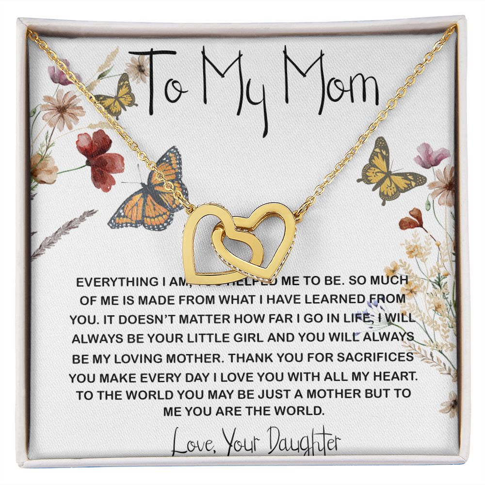 Mom Necklace Gift, You Are The World Necklace, Mother's Day Gift, Mother Daughter Neckalce Mother's Day Interlocking Hearts Necklace