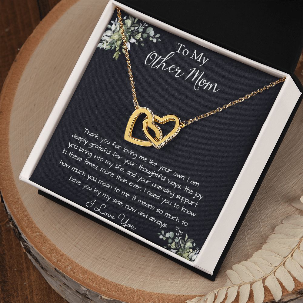 Bonus Mom Necklace, Gift To My Other Mother Necklace, Gift For Bonus Mom Second Mom Mother's Day Interlocking Hearts Necklace
