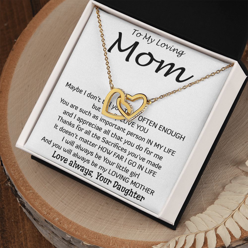 To My Loving Mom - Important Person In My Life Mother's Day Gift From Daughter Necklace Mother's Day Interlocking Hearts Necklace