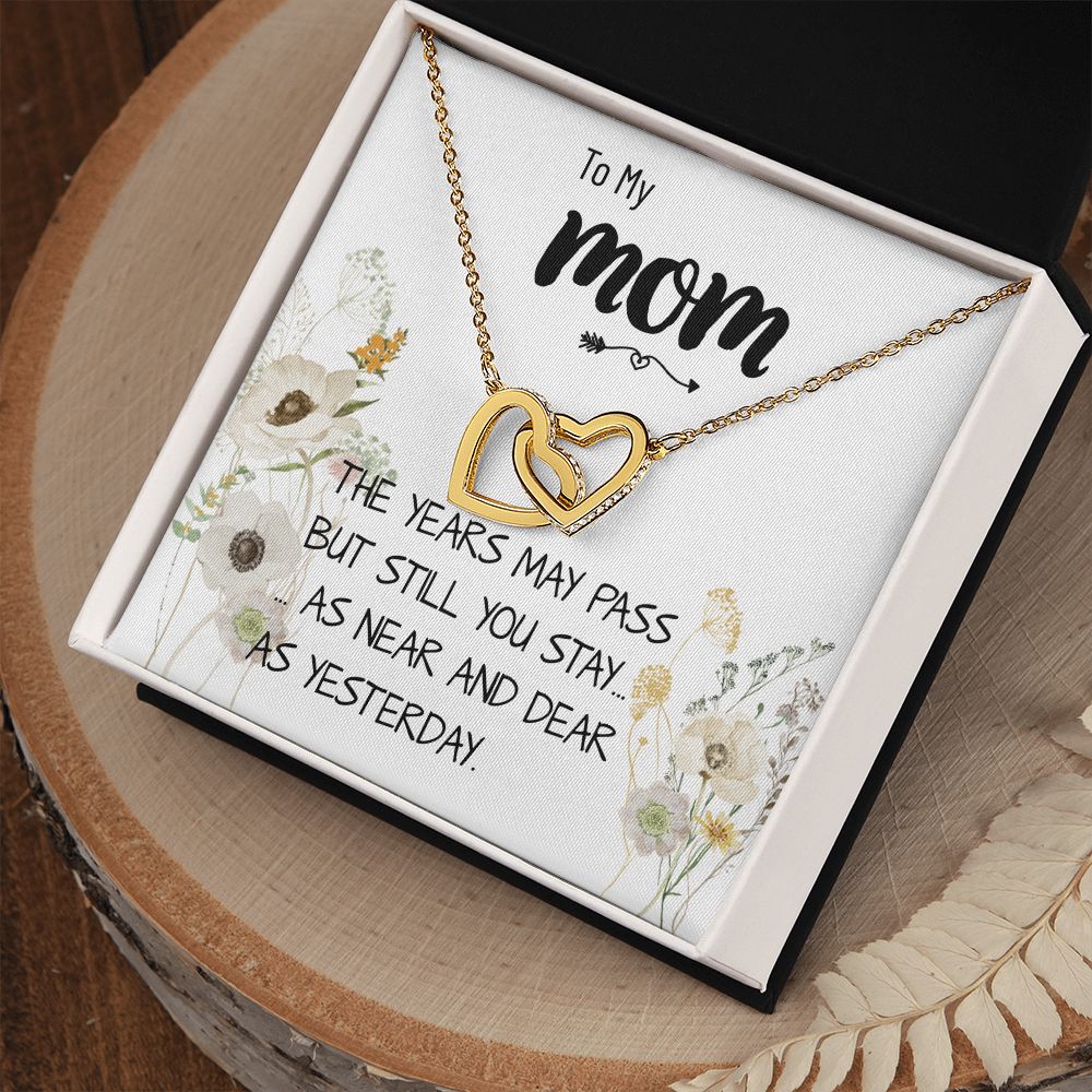 Mom Necklace Gift - Love You Always And Forever - Mother's Day Gift Mother's Day Interlocking Hearts Necklace