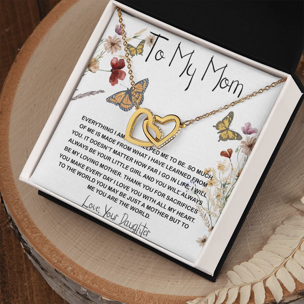 Mom Necklace Gift, You Are The World Necklace, Mother's Day Gift, Mother Daughter Neckalce Mother's Day Interlocking Hearts Necklace