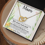 To My Amazing Mom Necklace From Son Little Boy You Taught Me Right Mom Birthday Gift For Her Mother's Day Necklace (1) Mother's Day Interlocking Hearts Necklace