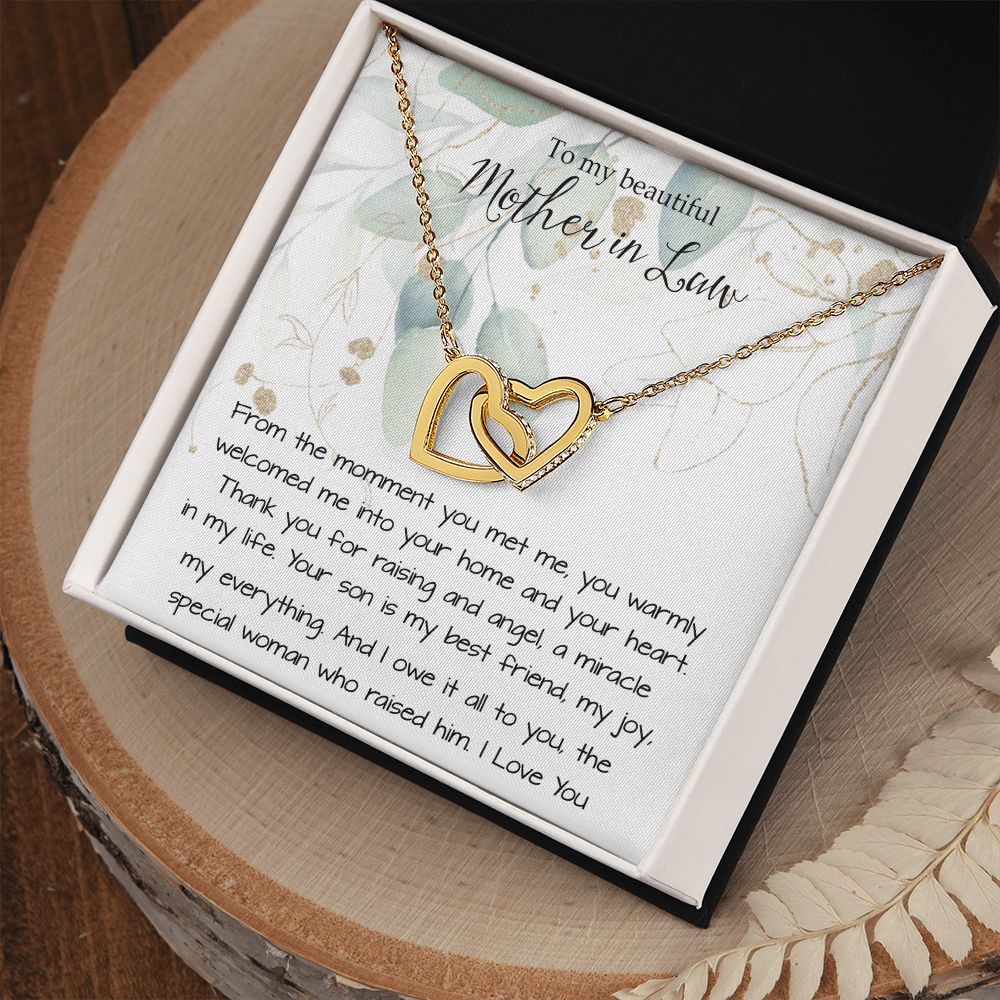 Mother-In-Law Necklace, Best Mother In Law Birthday Necklace, To My Mother In Law Necklace Mother's Day Interlocking Hearts Necklace