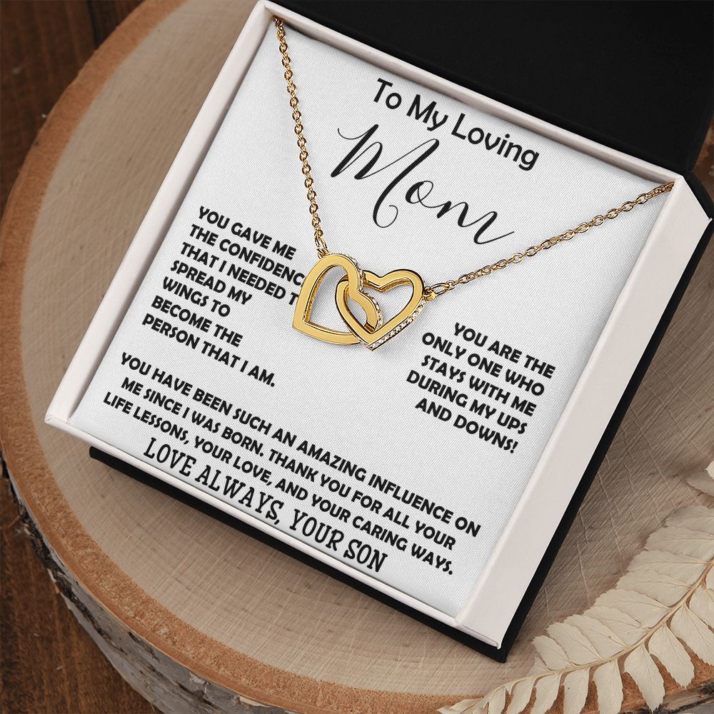 To My Loving Mom - Love Always Your Son Necklace Mother's Day Interlocking Hearts Necklace