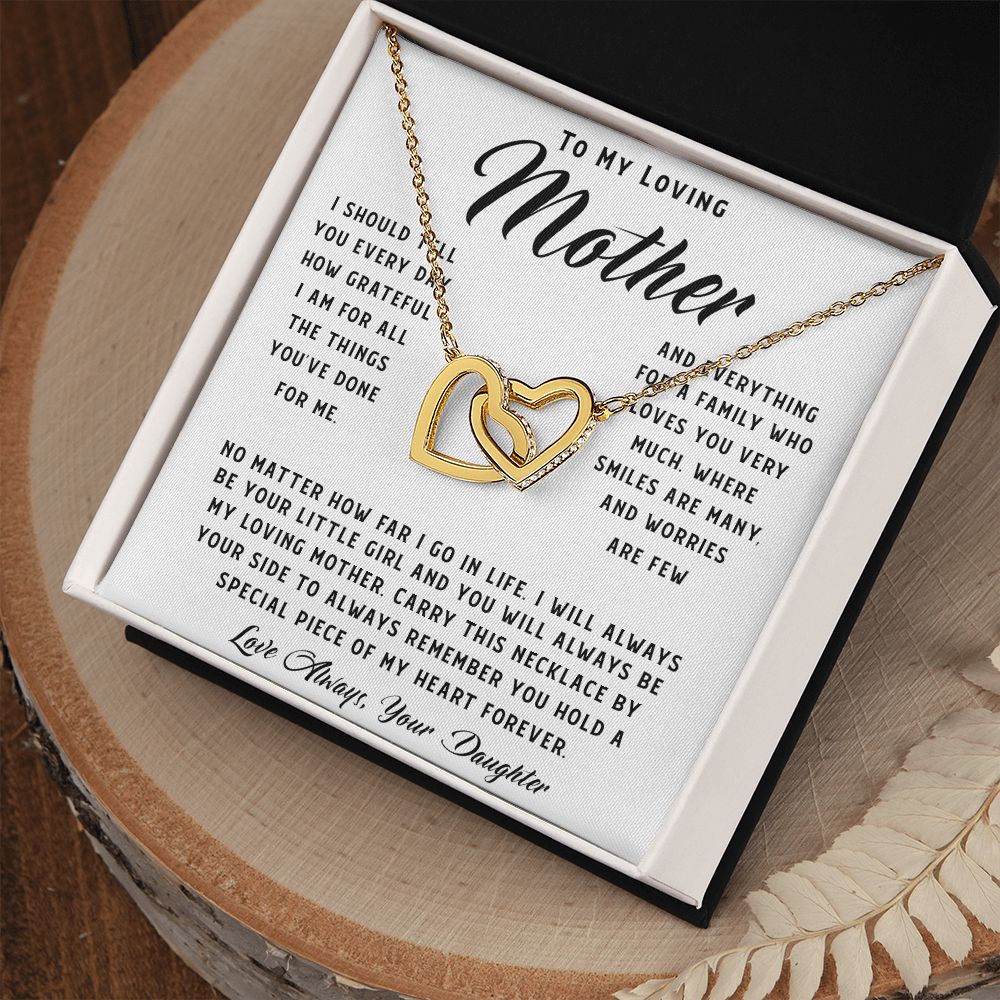 To My Loving Mother Necklace Where Are Smiles Are Many And Worries Are Few Gift For Her Mother's Day Necklace Mother's Day Interlocking Hearts Necklace