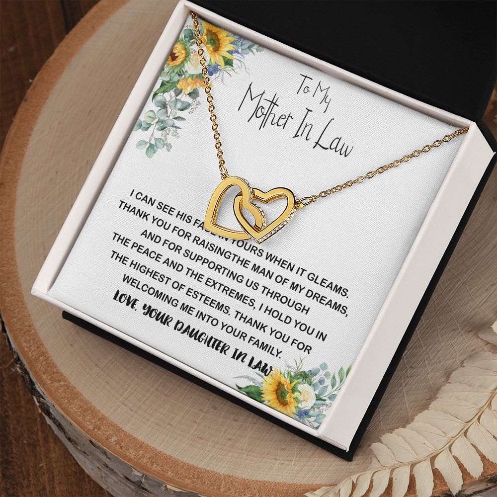 Mother-In-Law Necklace, Mother In Law Necklace Gift - Man Of My Dream Necklace From Your Daughter In Law Mother's Day Interlocking Hearts Necklace