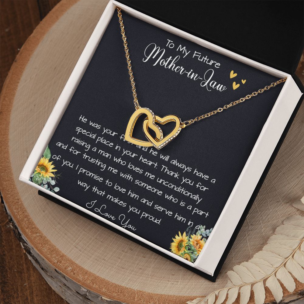 To My Future Mother In Law, Wedding For Her Mother's Gift Necklace Mother's Day Interlocking Hearts Necklace