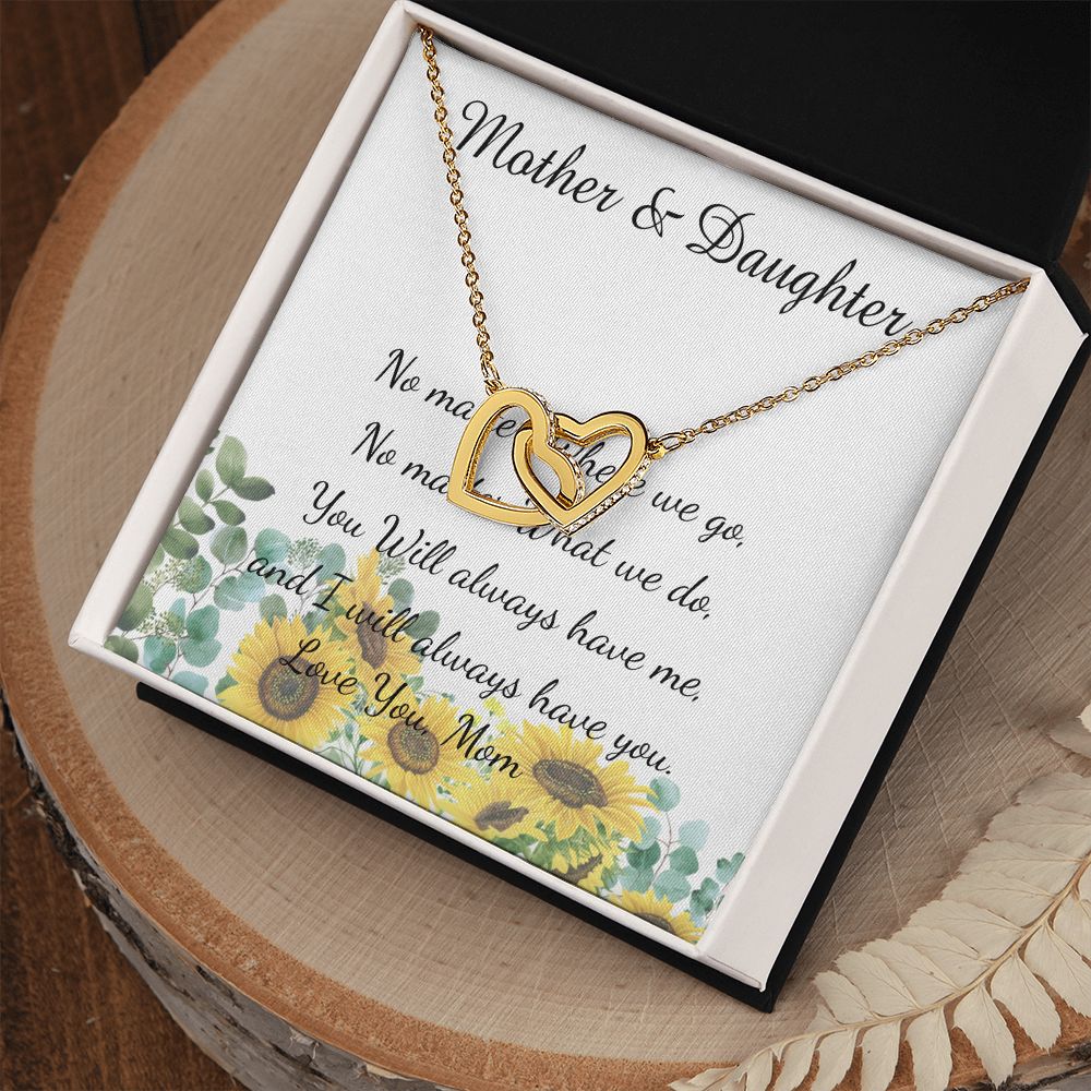 Mother Necklace - No Matter What - I Will Always Love You Mom Necklace Mother's Day Interlocking Hearts Necklace