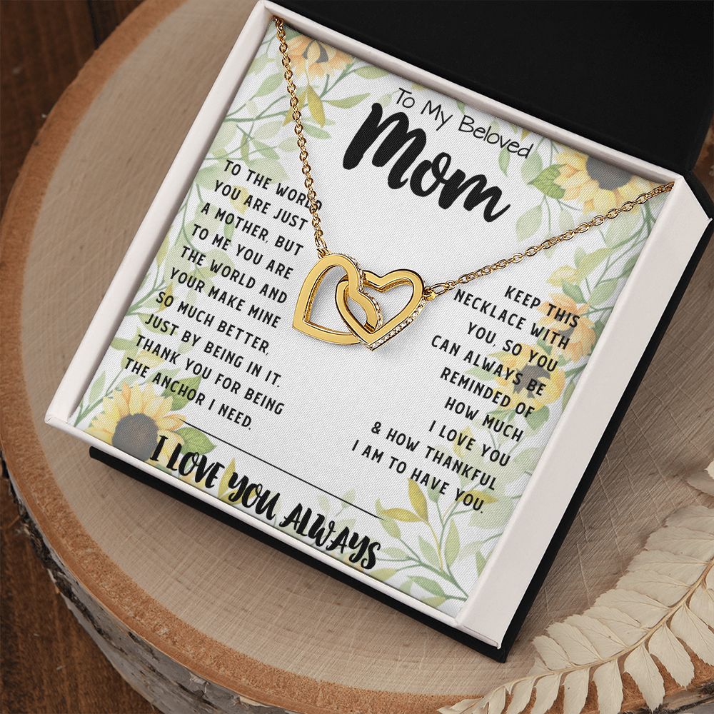 To My Mom - You Are The World Mother's Day Necklace Mother's Day Interlocking Hearts Necklace