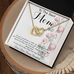 To Mom - From Bonus Daughter - Woman Like No Other Mother's Day Necklace Mother's Day Interlocking Hearts Necklace