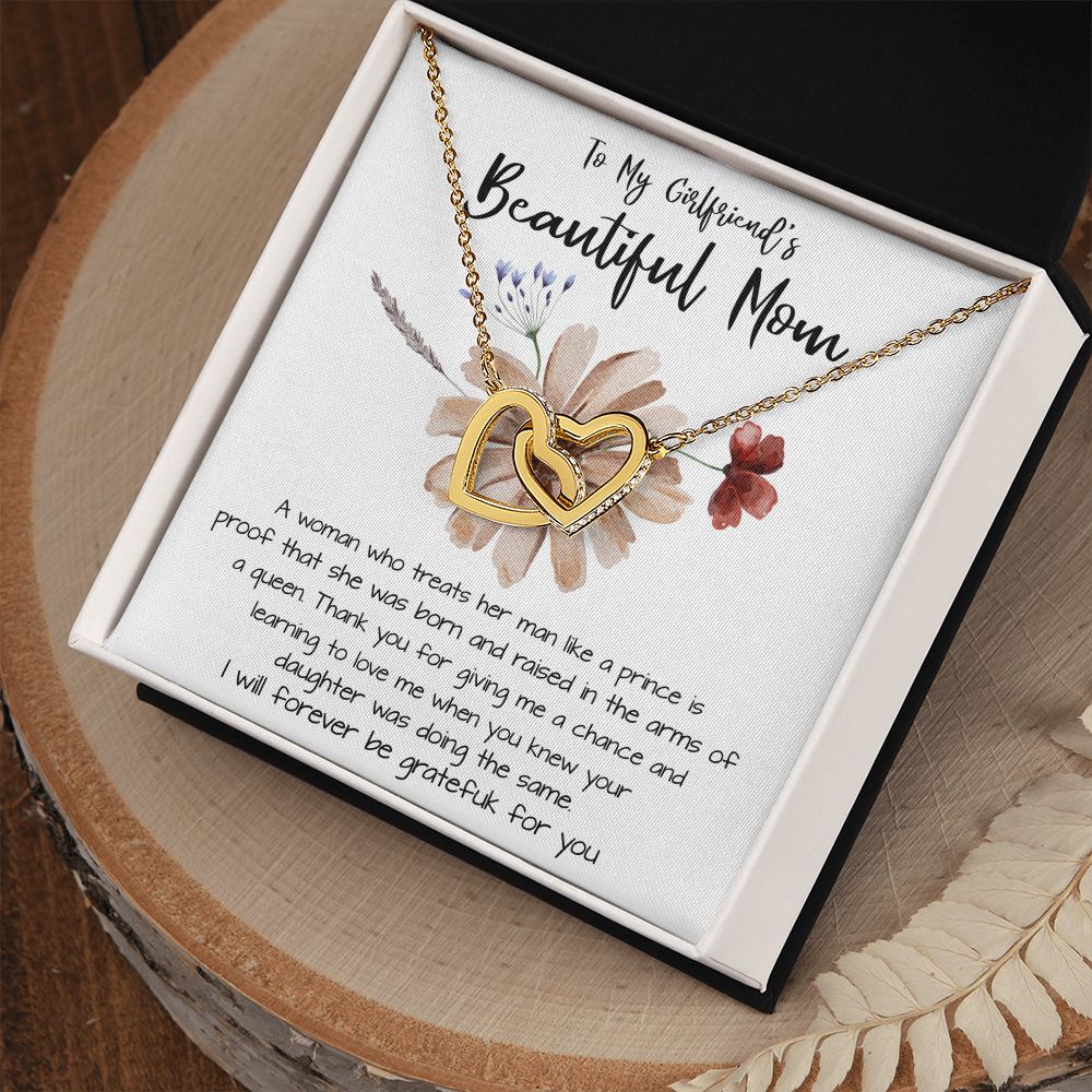 Mom Necklace Gift, To My Girlfriend's Mom Necklace, Gift For Girlfriend's Mom, Mother Of The Bride Mother's Day Interlocking Hearts Necklace