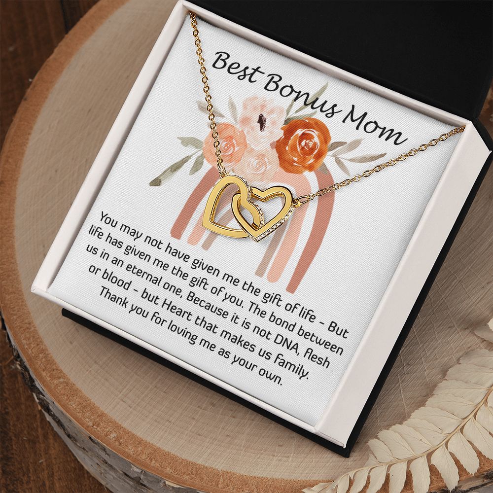 Mom Necklace, Best Mother's Day Gift - Stepmom Necklace, Bonus Mom Necklace Gift For Stepmom Neckalce Mother's Day Interlocking Hearts Necklace