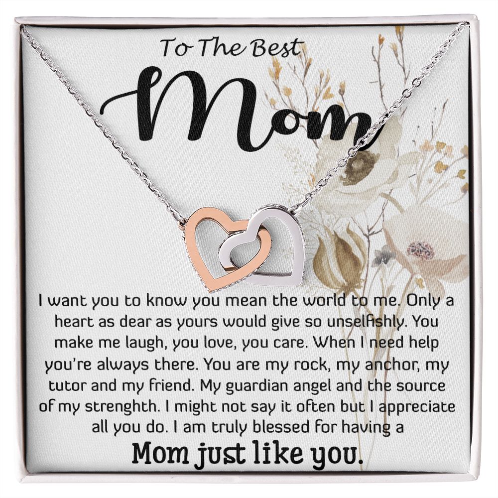 Mom Necklace, Best Mother's Day Gift - To My Mom Best Necklace Mother's Day Interlocking Hearts Necklace