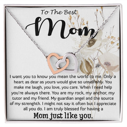 Mom Necklace, Best Mother's Day Gift - To My Mom Best Necklace Mother's Day Interlocking Hearts Necklace